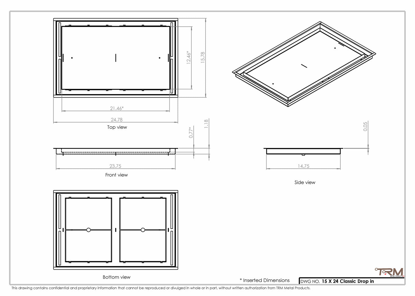 15x24 Classic Drop-in Air Vent, Flush Floor-Matching, All Metal, Floor Vent Cover (15x24)