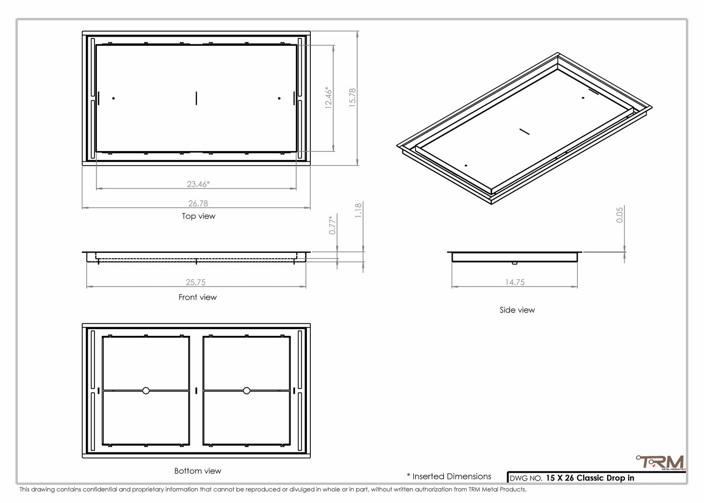 15x26 Classic Drop-in Air Vent, Flush Floor-Matching, All Metal, Floor Vent Cover (15x26)