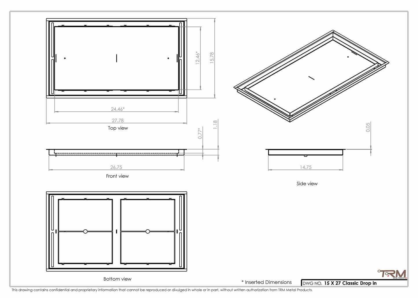15x27 Classic Drop-in Air Vent, Flush Floor-Matching, All Metal, Floor Vent Cover (15x27)