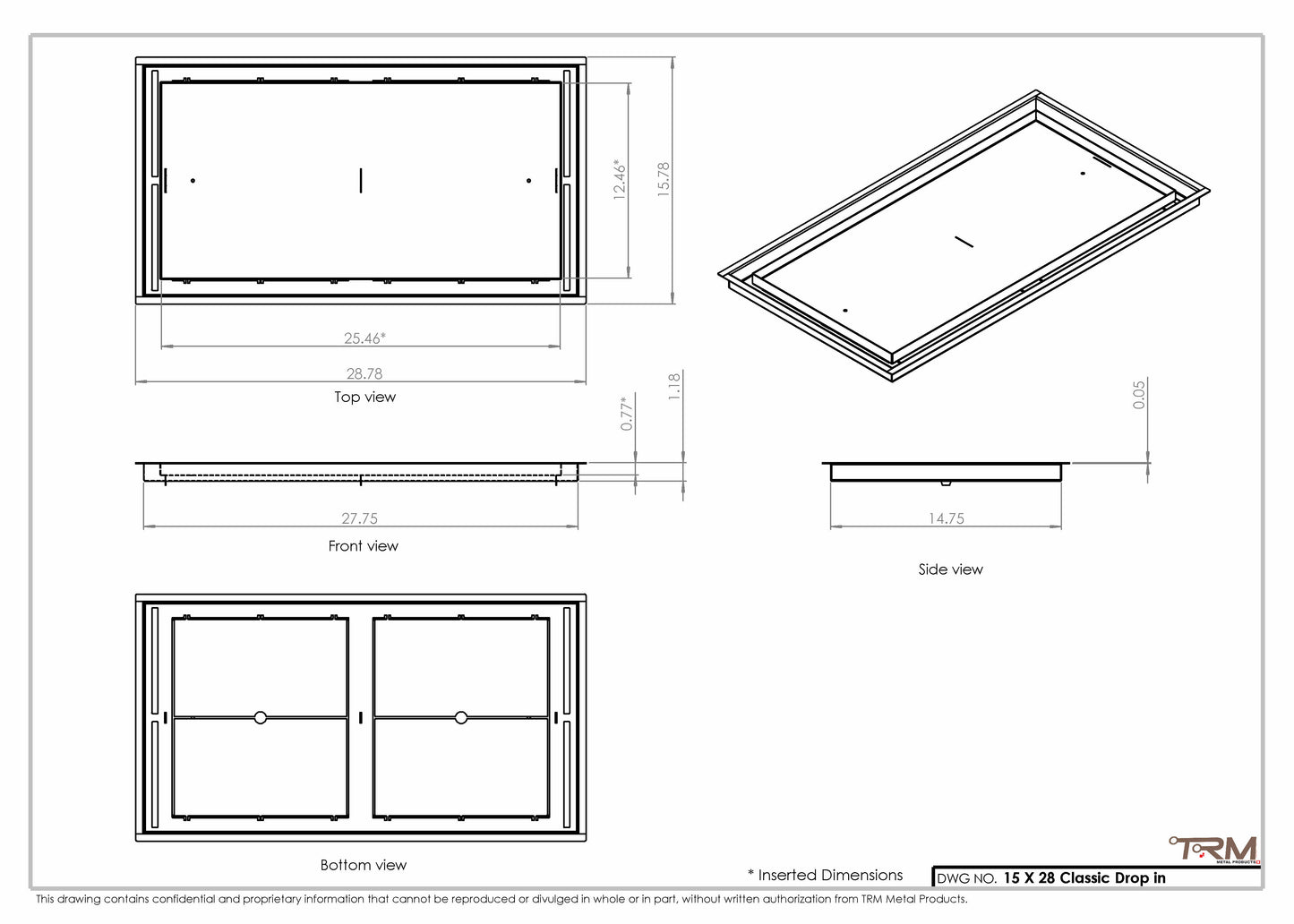 15x28 Classic Drop-in Air Vent, Flush Floor-Matching, All Metal, Floor Vent Cover (15x28)