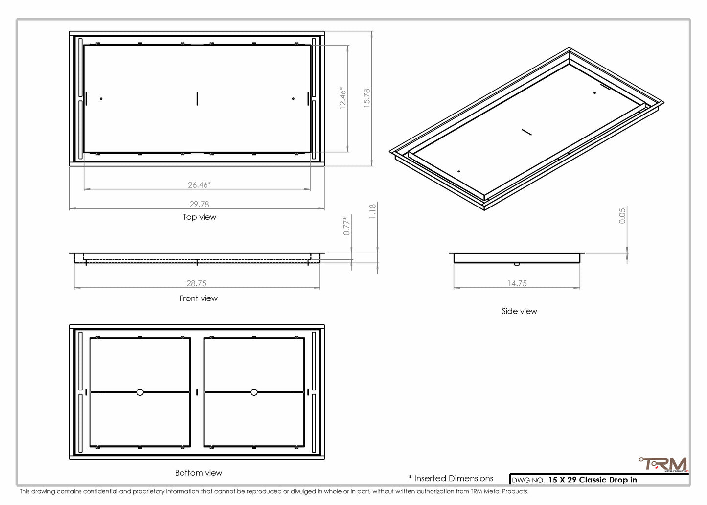 15x29 Classic Drop-in Air Vent, Flush Floor-Matching, All Metal, Floor Vent Cover (15x29)