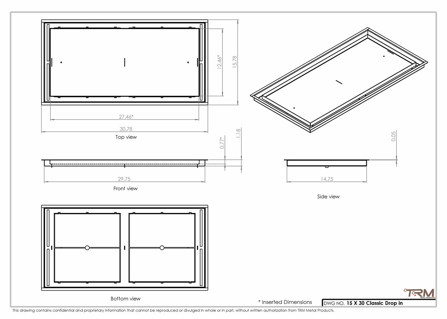 15x30 Classic Drop-in Air Vent, Flush Floor-Matching, All Metal, Floor Vent Cover (15x30)