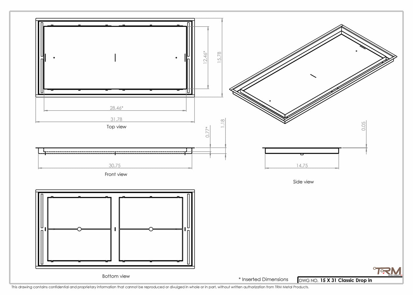 15x31 Classic Drop-in Air Vent, Flush Floor-Matching, All Metal, Floor Vent Cover (15x31)