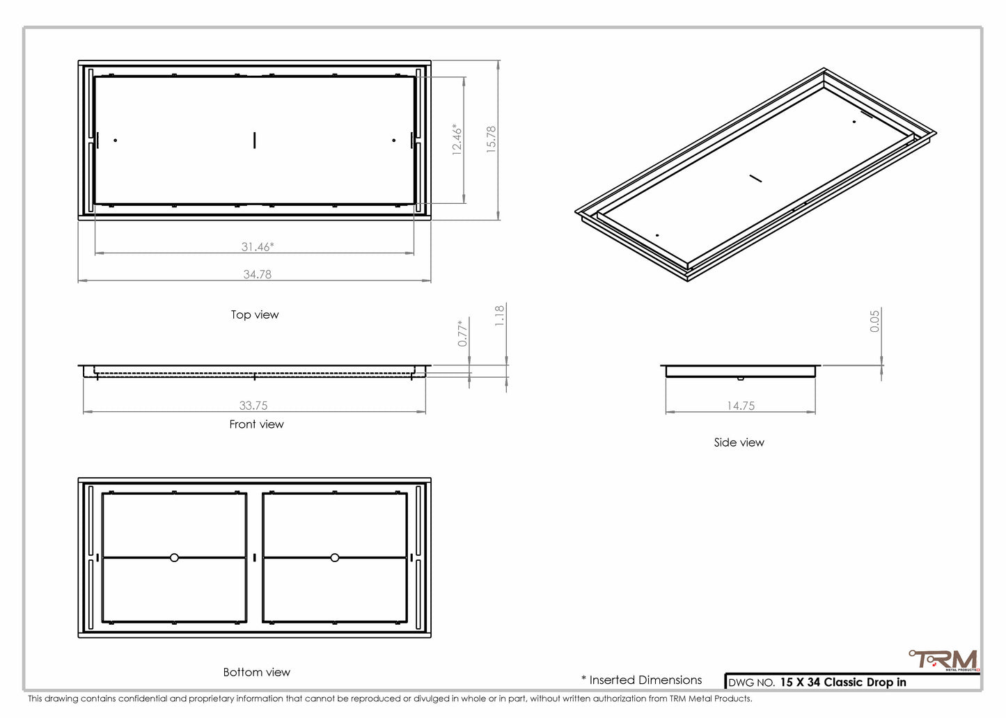 15x34 Classic Drop-in Air Vent, Flush Floor-Matching, All Metal, Floor Vent Cover (15x34)