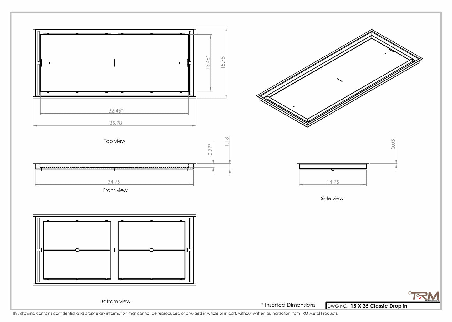 15x35 Classic Drop-in Air Vent, Flush Floor-Matching, All Metal, Floor Vent Cover (15x35)