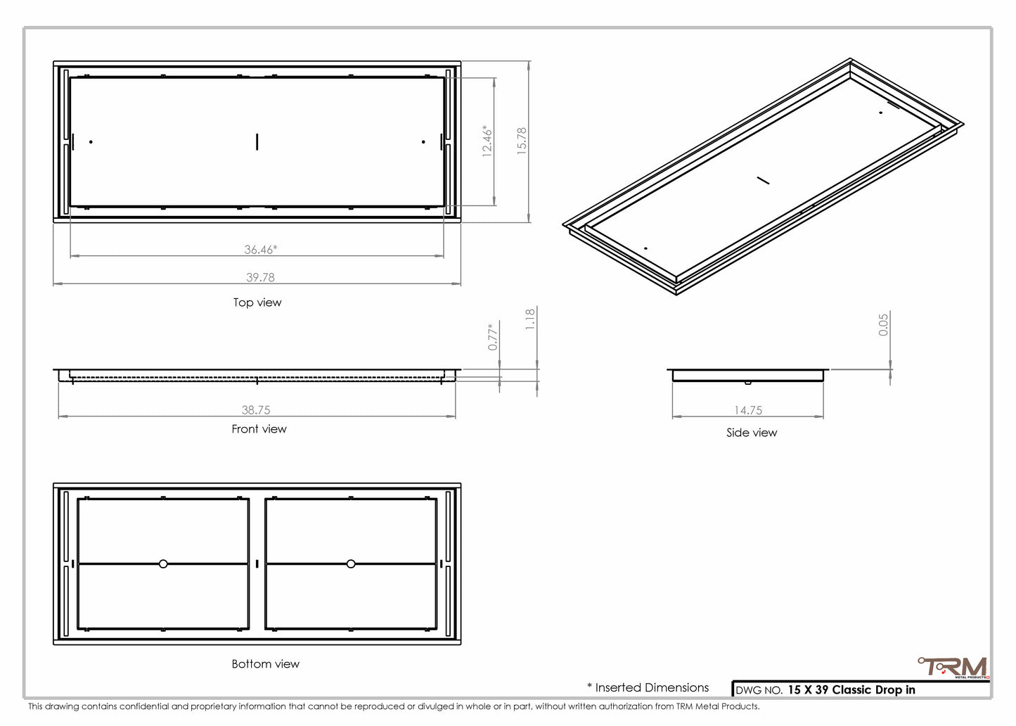 15x39 Classic Drop-in Air Vent, Flush Floor-Matching, All Metal, Floor Vent Cover (15x39)