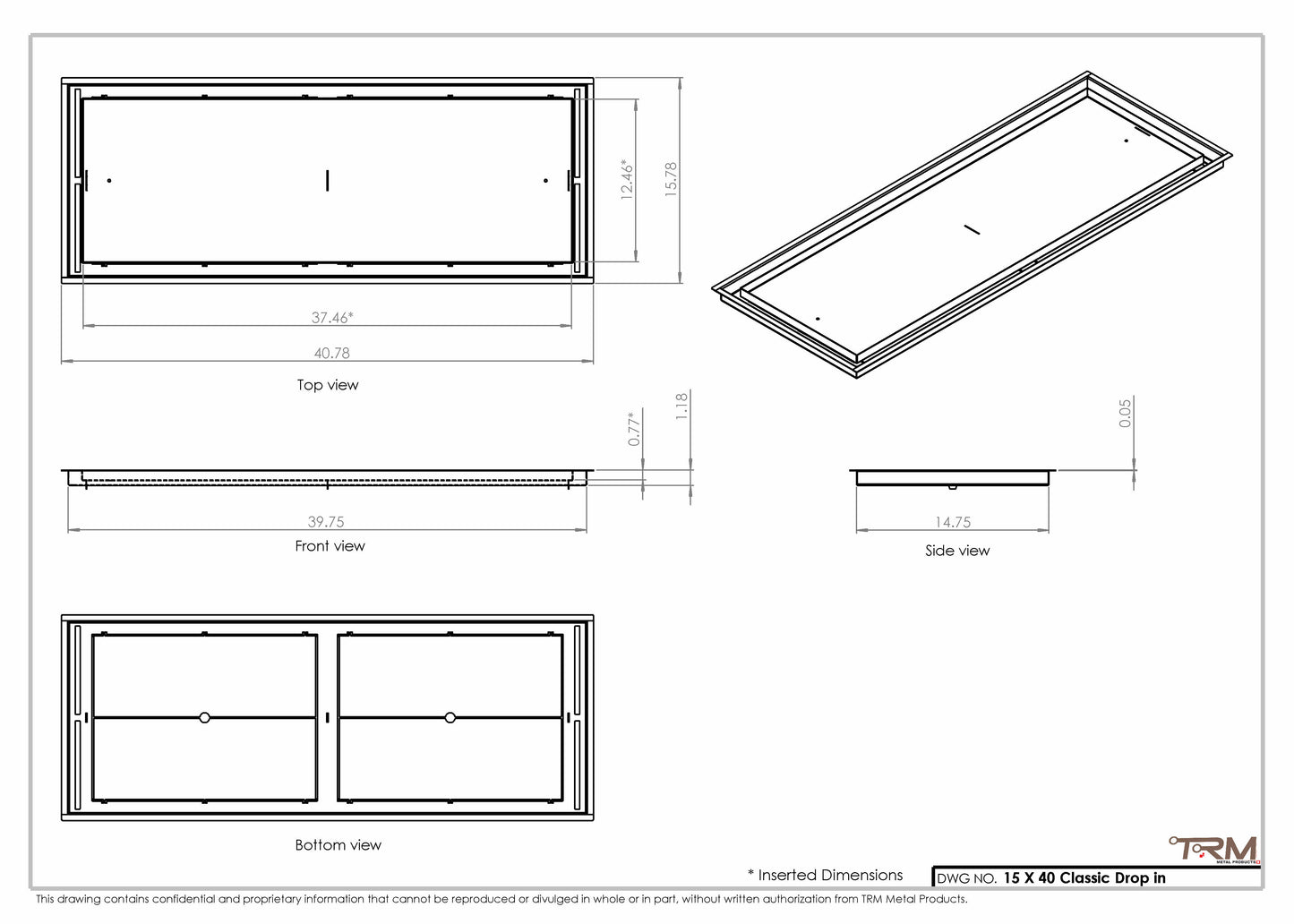 15x40 Classic Drop-in Air Vent, Flush Floor-Matching, All Metal, Floor Vent Cover (15x40)