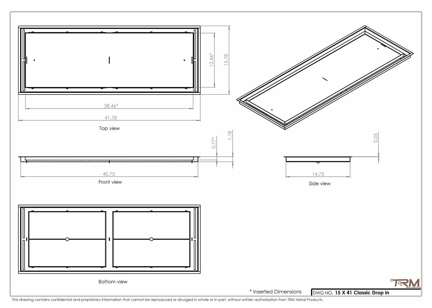 15x41 Classic Drop-in Air Vent, Flush Floor-Matching, All Metal, Floor Vent Cover (15x41)