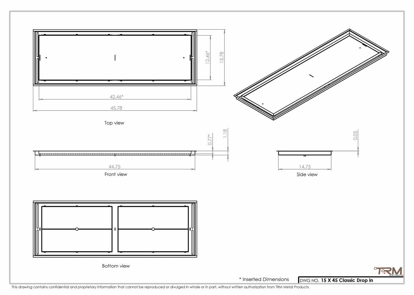 15x45 Classic Drop-in Air Vent, Flush Floor-Matching, All Metal, Floor Vent Cover (15x45)