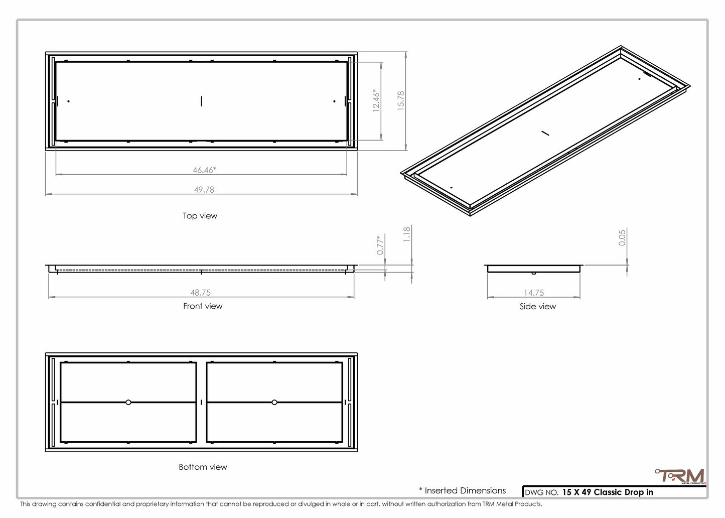15x49 Classic Drop-in Air Vent, Flush Floor-Matching, All Metal, Floor Vent Cover (15x49)