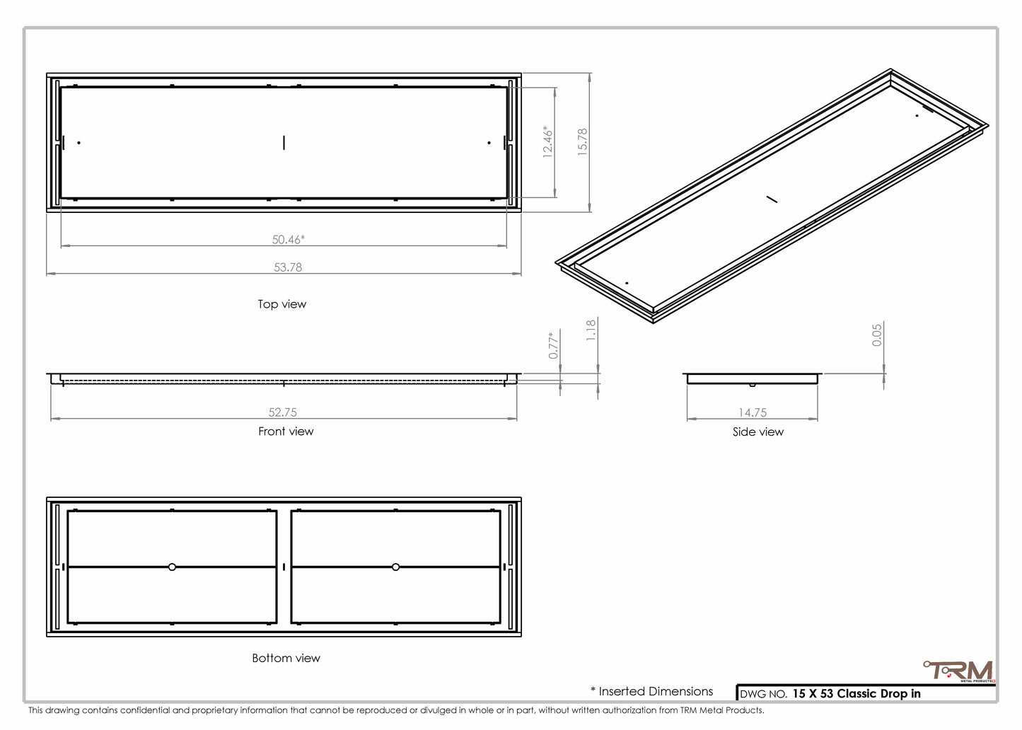15x53 Classic Drop-in Air Vent, Flush Floor-Matching, All Metal, Floor Vent Cover (15x53)
