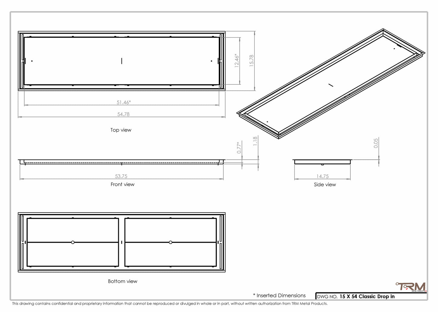 15x54 Classic Drop-in Air Vent, Flush Floor-Matching, All Metal, Floor Vent Cover (15x54)