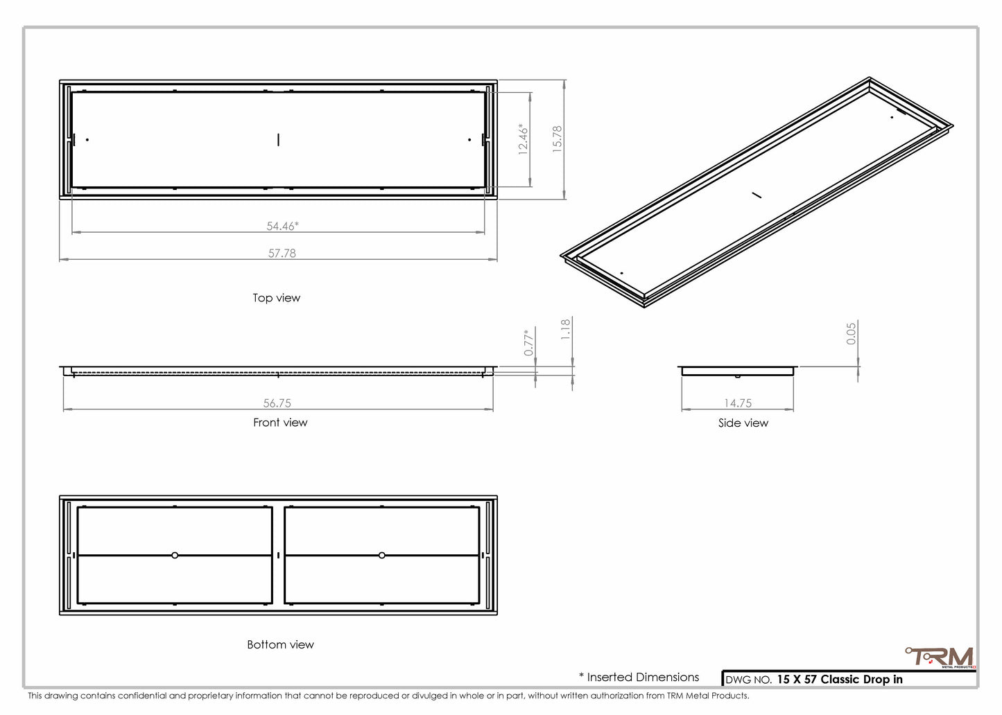 15x57 Classic Drop-in Air Vent, Flush Floor-Matching, All Metal, Floor Vent Cover (15x57)