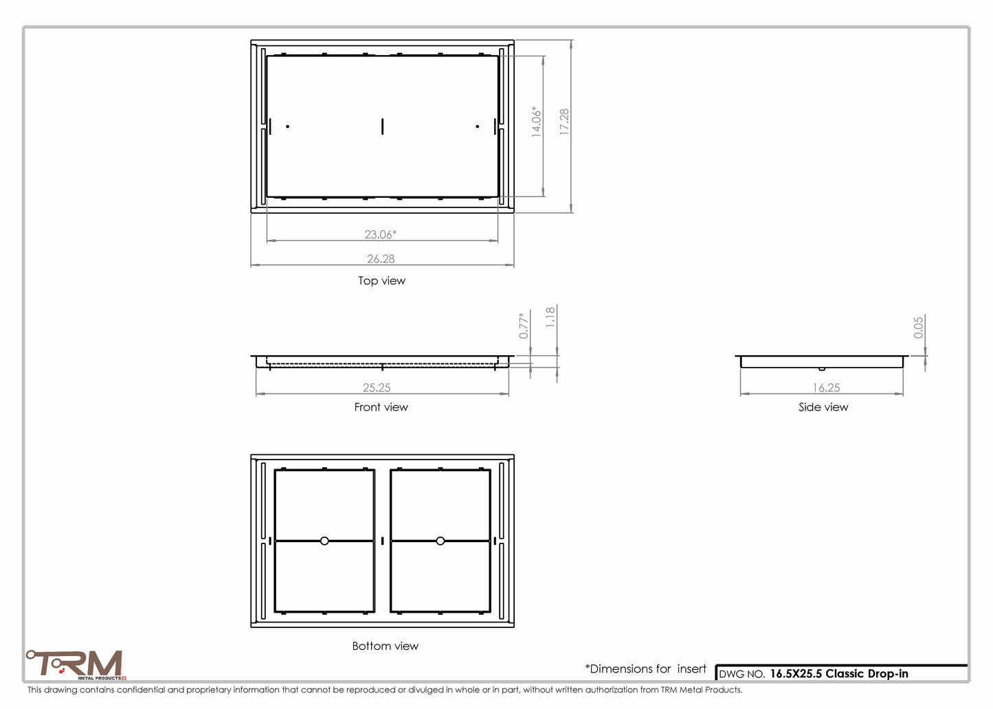 16.5x25.5 - Classic Drop-in Air Vent, Flush Floor-Matching, All Metal, Floor Vent Cover - TRM Metal  25.5x16.5