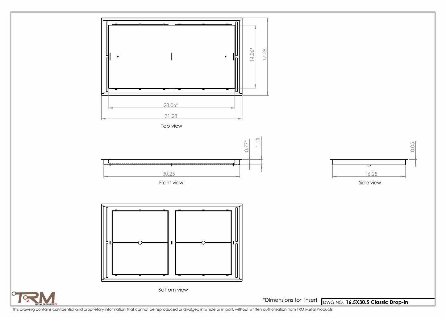 16.5x30.5 - Classic Drop-in Air Vent, Flush Floor-Matching, All Metal, Floor Vent Cover - TRM Metal  30.5x16.5