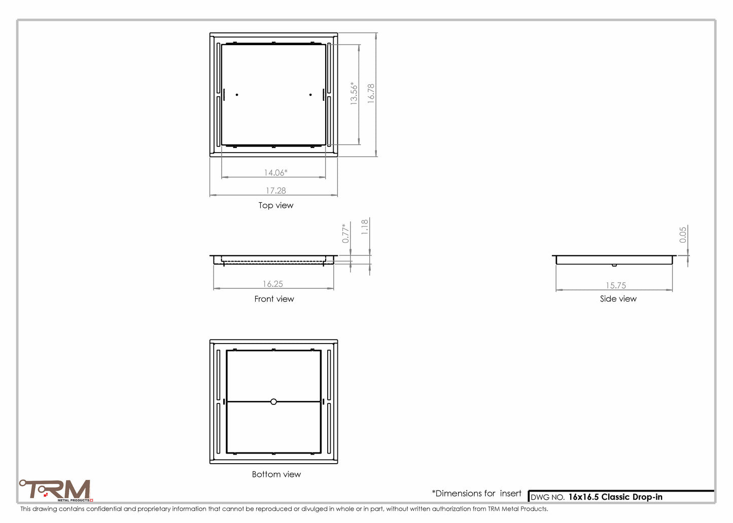 16x16.5 - Classic Drop-in Air Vent, Flush Floor-Matching, All Metal, Floor Vent Cover - TRM Metal  16.5x16
