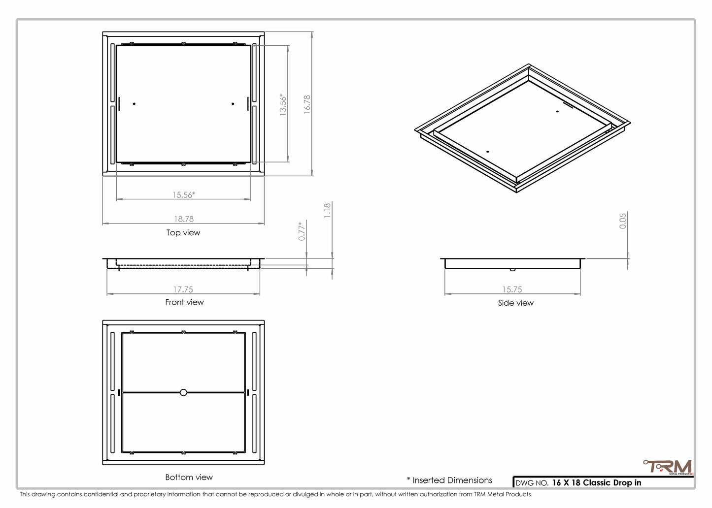 16x18 Classic Drop-in Air Vent, Flush Floor-Matching, All Metal, Floor Vent Cover