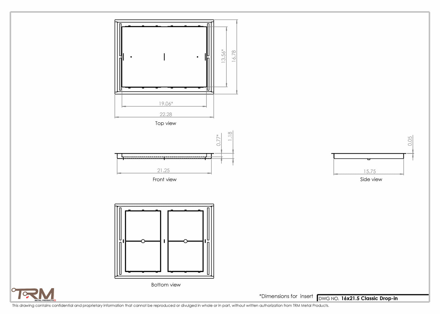 16x21.5 - Classic Drop-in Air Vent, Flush Floor-Matching, All Metal, Floor Vent Cover - TRM Metal  21.5x16
