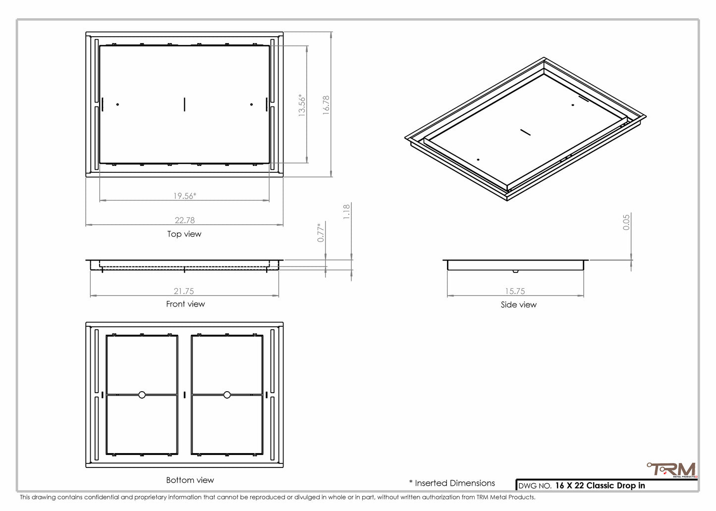 16x22 Classic Drop-in Air Vent, Flush Floor-Matching, All Metal, Floor Vent Cover