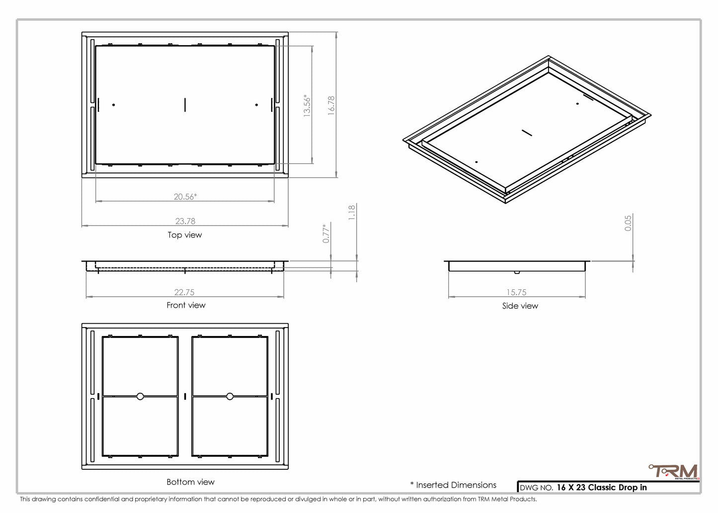 16x23 Classic Drop-in Air Vent, Flush Floor-Matching, All Metal, Floor Vent Cover