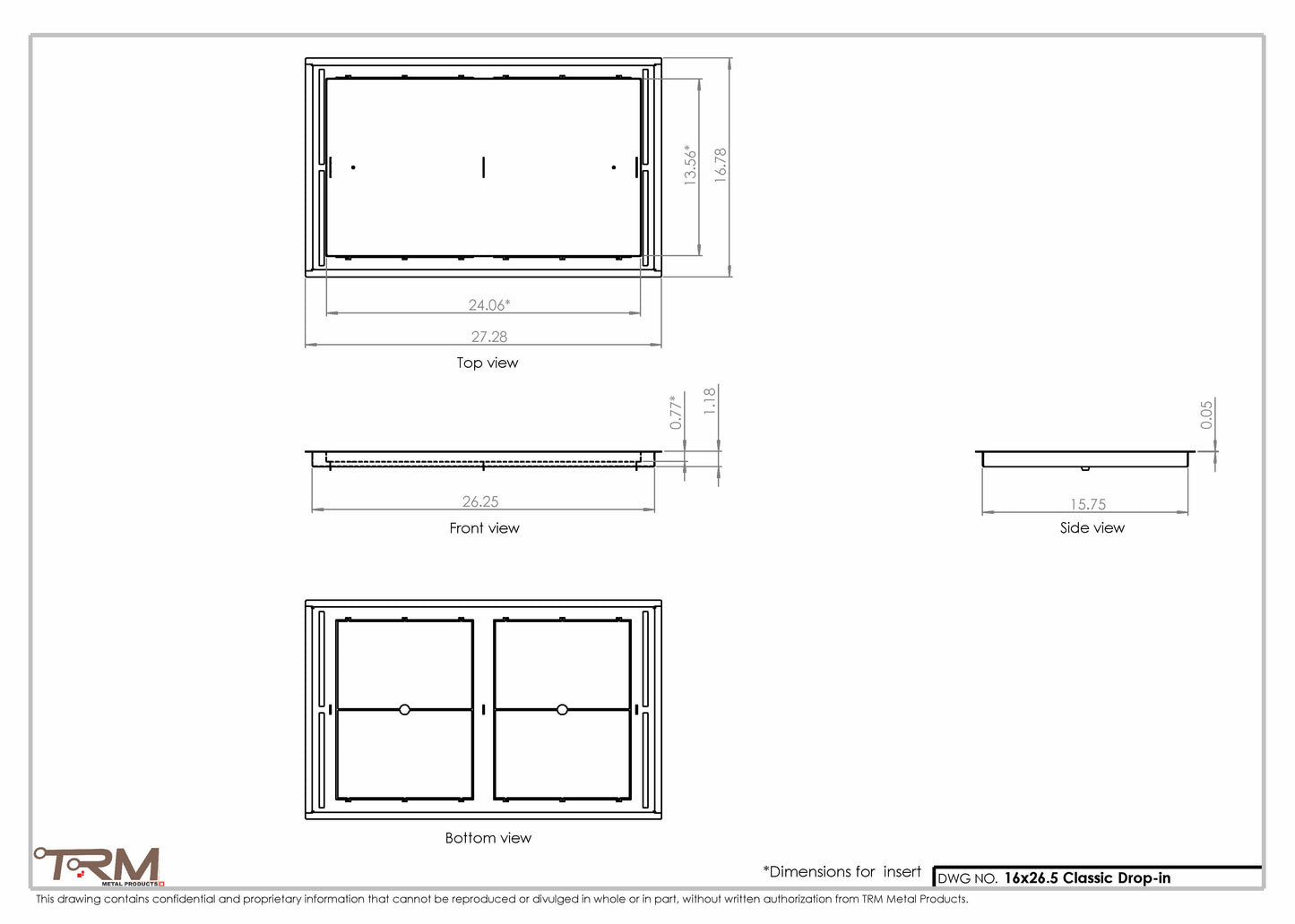 16x26.5 - Classic Drop-in Air Vent, Flush Floor-Matching, All Metal, Floor Vent Cover - TRM Metal  26.5x16