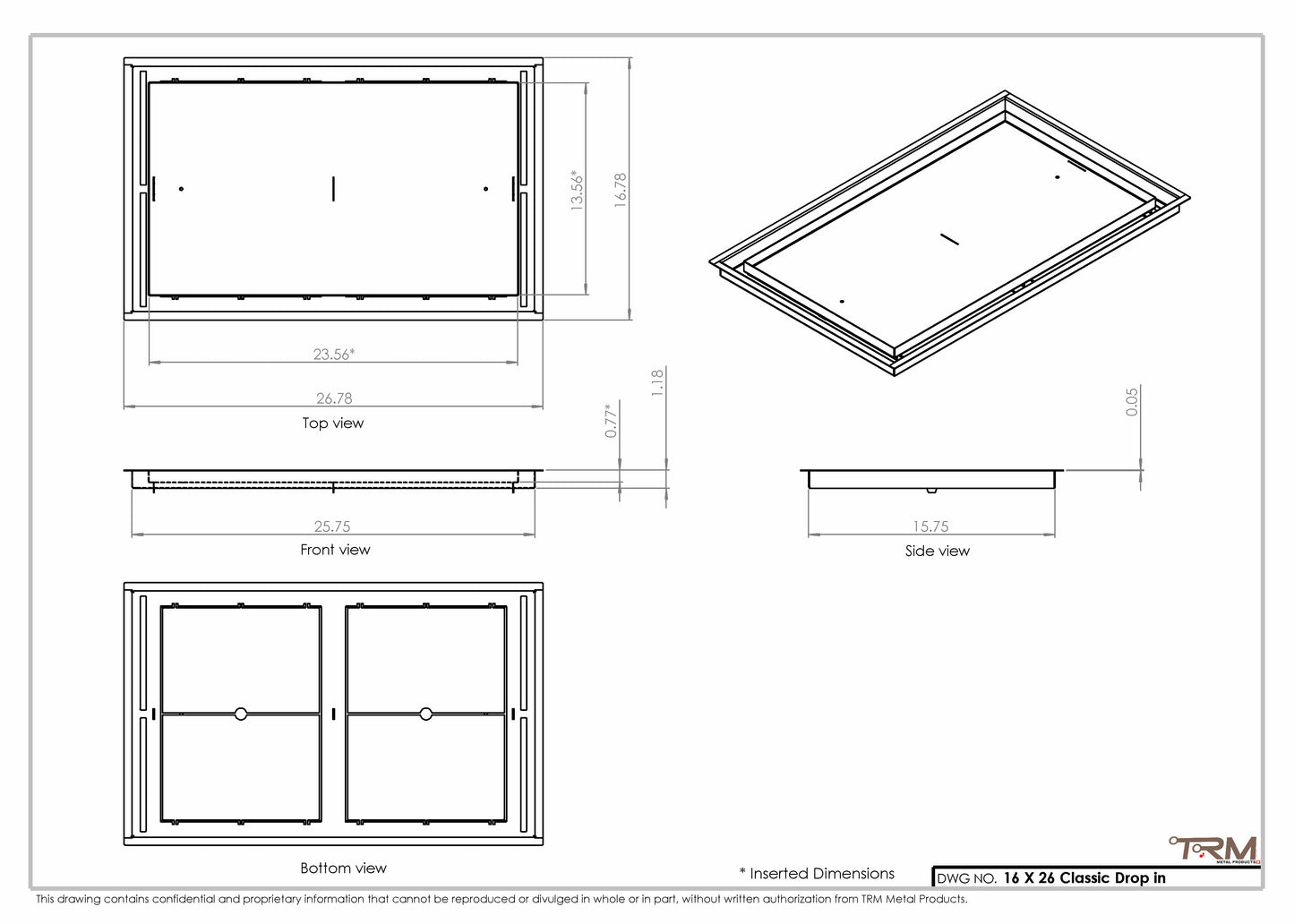 16x26 Classic Drop-in Air Vent, Flush Floor-Matching, All Metal, Floor Vent Cover