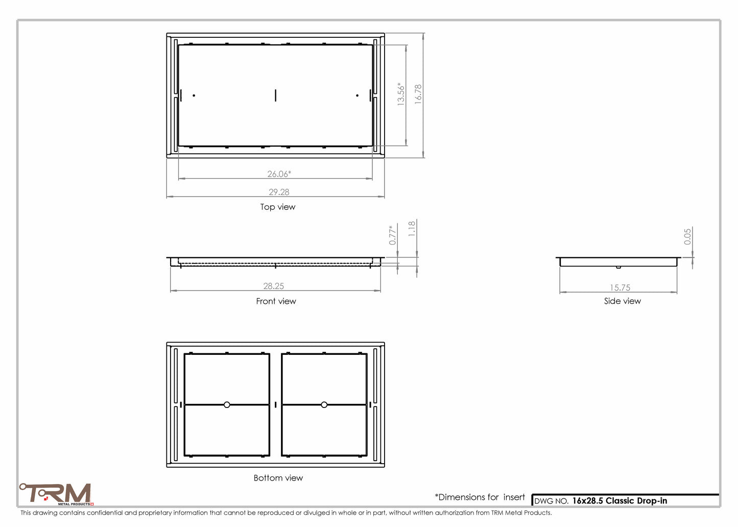 16x28.5 - Classic Drop-in Air Vent, Flush Floor-Matching, All Metal, Floor Vent Cover - TRM Metal  28.5x16