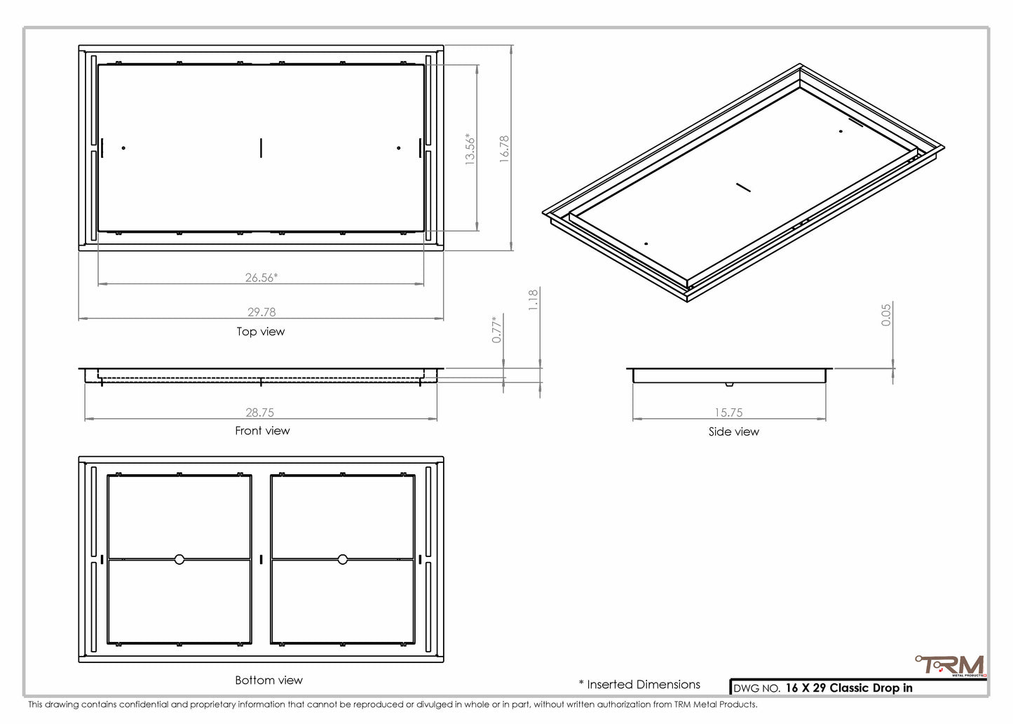 16x29 Classic Drop-in Air Vent, Flush Floor-Matching, All Metal, Floor Vent Cover