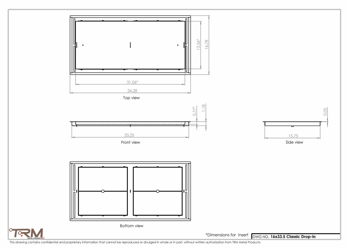 16x33.5 - Classic Drop-in Air Vent, Flush Floor-Matching, All Metal, Floor Vent Cover - TRM Metal  33.5x16