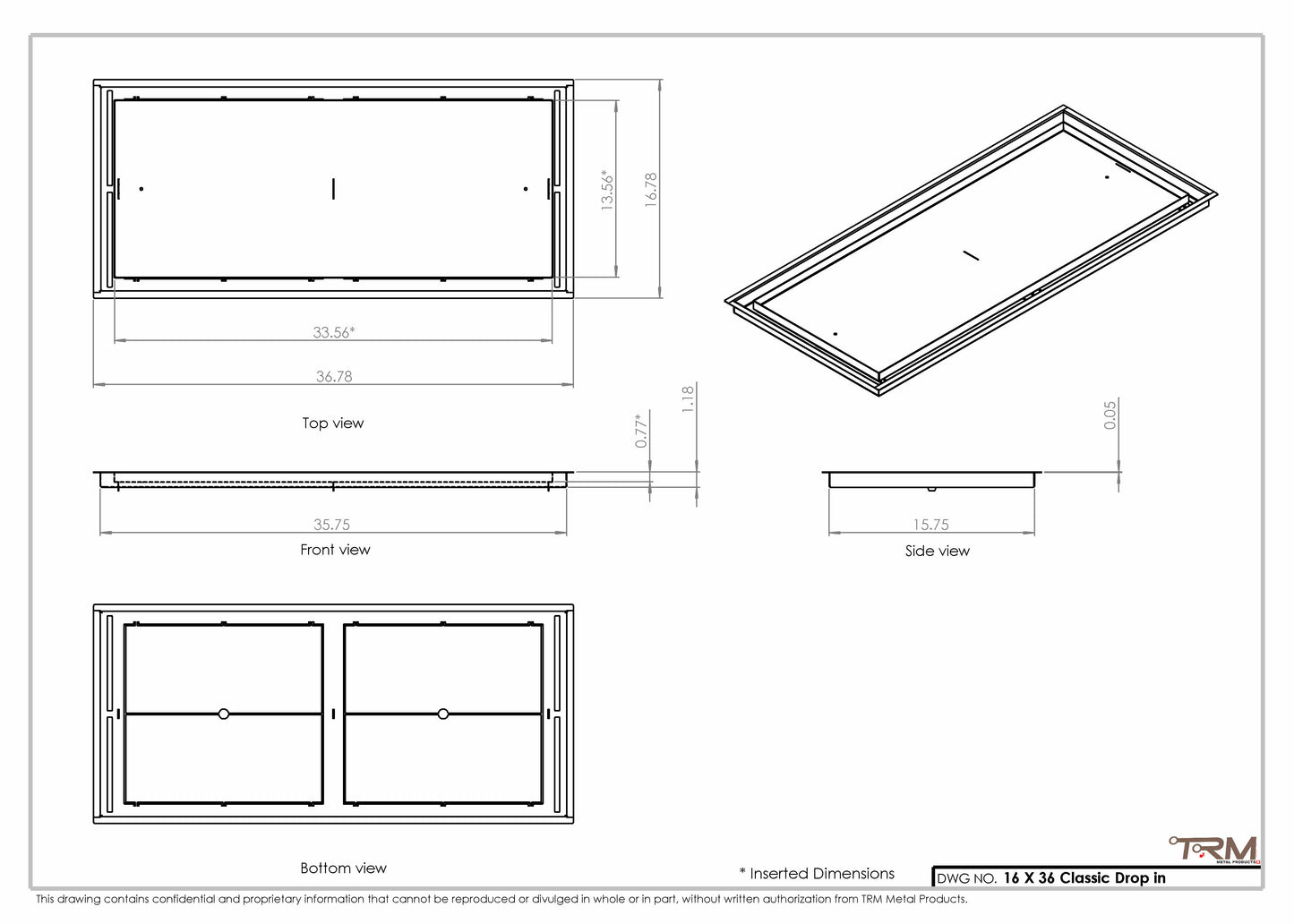 16x36 Classic Drop-in Air Vent, Flush Floor-Matching, All Metal, Floor Vent Cover