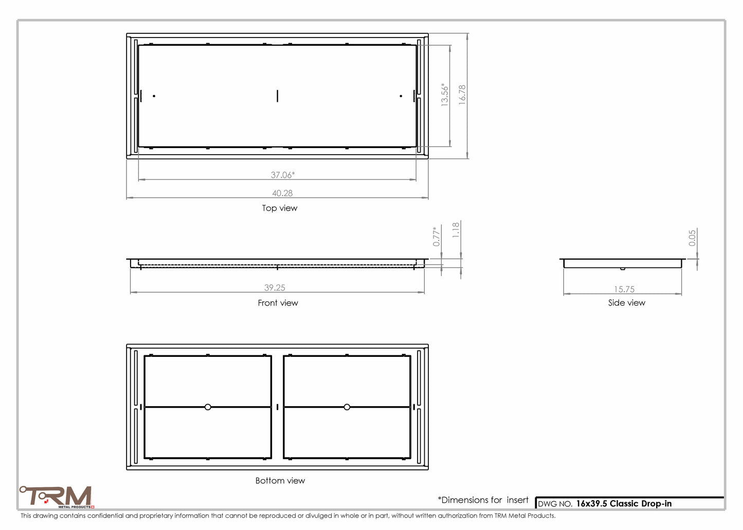 16x39.5 - Classic Drop-in Air Vent, Flush Floor-Matching, All Metal, Floor Vent Cover - TRM Metal  39.5x16