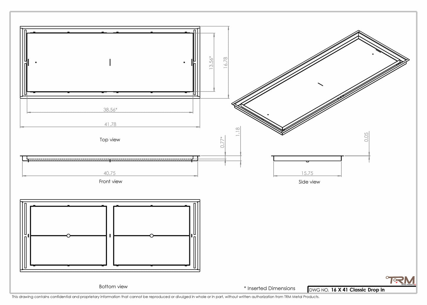 16x41 Classic Drop-in Air Vent, Flush Floor-Matching, All Metal, Floor Vent Cover