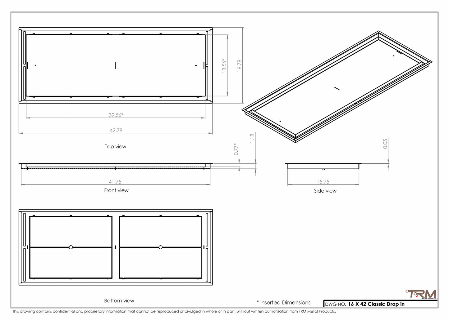 16x42 Classic Drop-in Air Vent, Flush Floor-Matching, All Metal, Floor Vent Cover