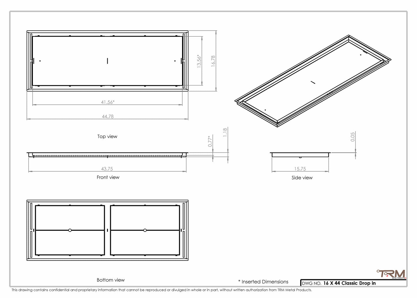 16x44 Classic Drop-in Air Vent, Flush Floor-Matching, All Metal, Floor Vent Cover