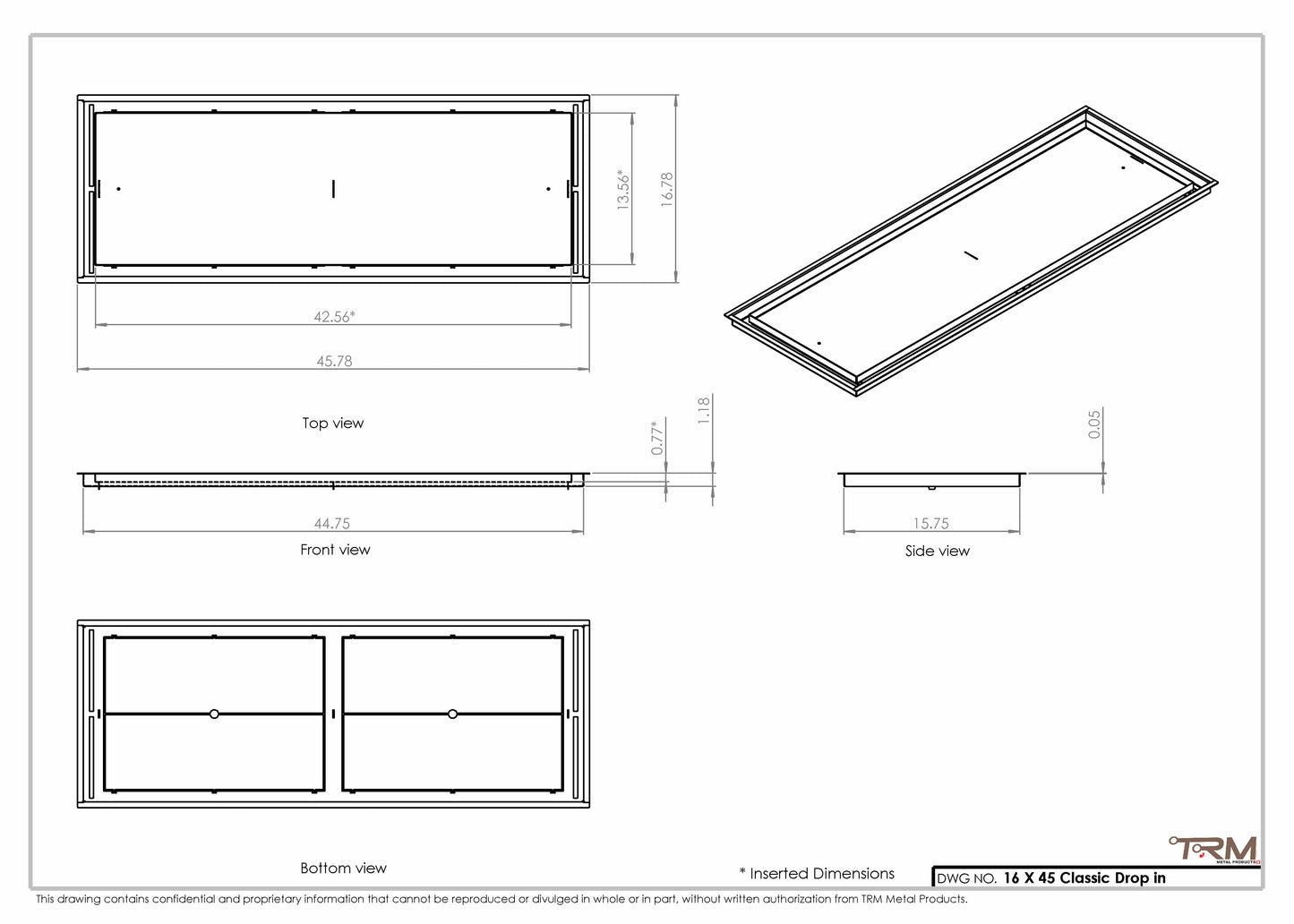 16x45 Classic Drop-in Air Vent, Flush Floor-Matching, All Metal, Floor Vent Cover