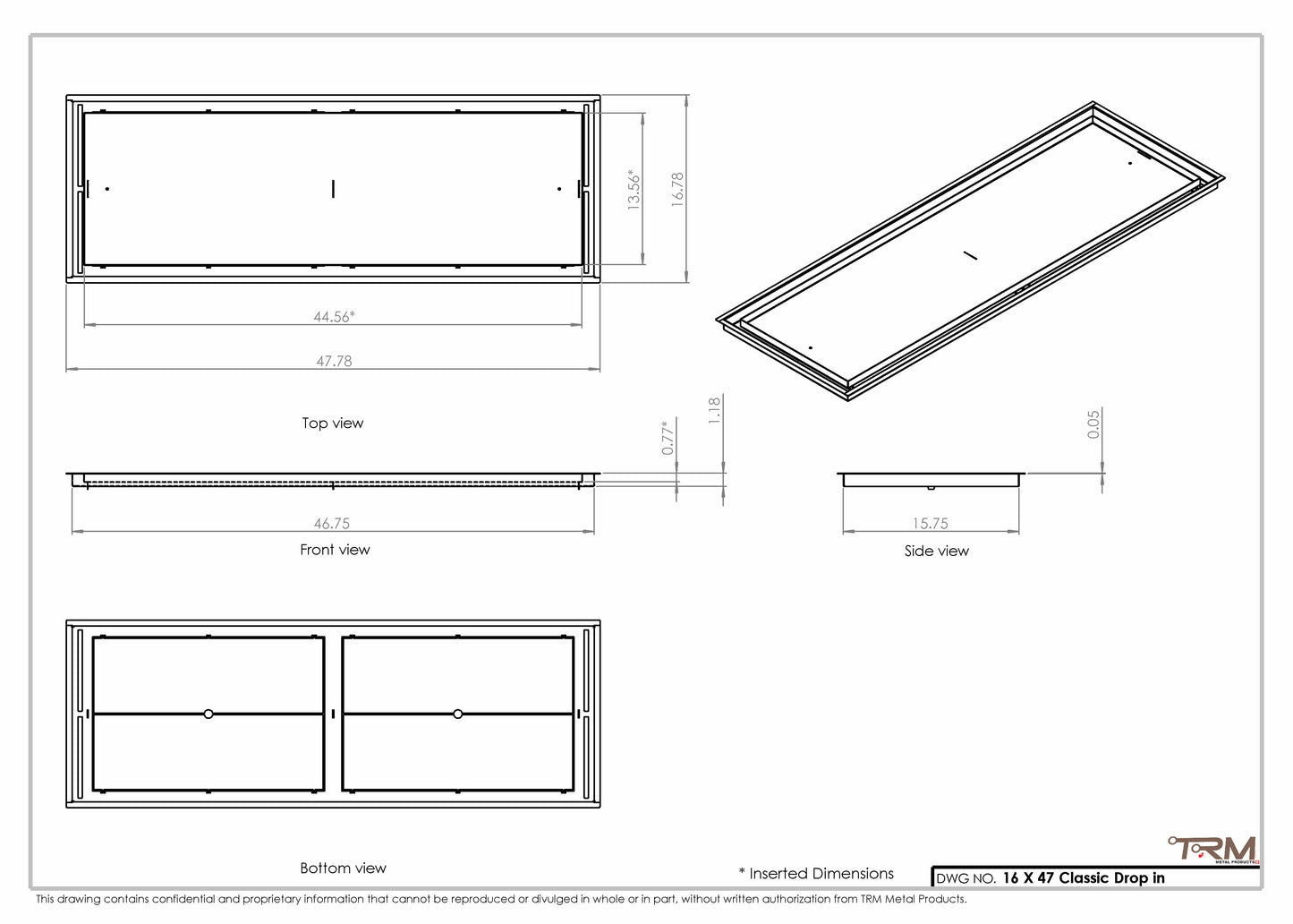 16x47 Classic Drop-in Air Vent, Flush Floor-Matching, All Metal, Floor Vent Cover