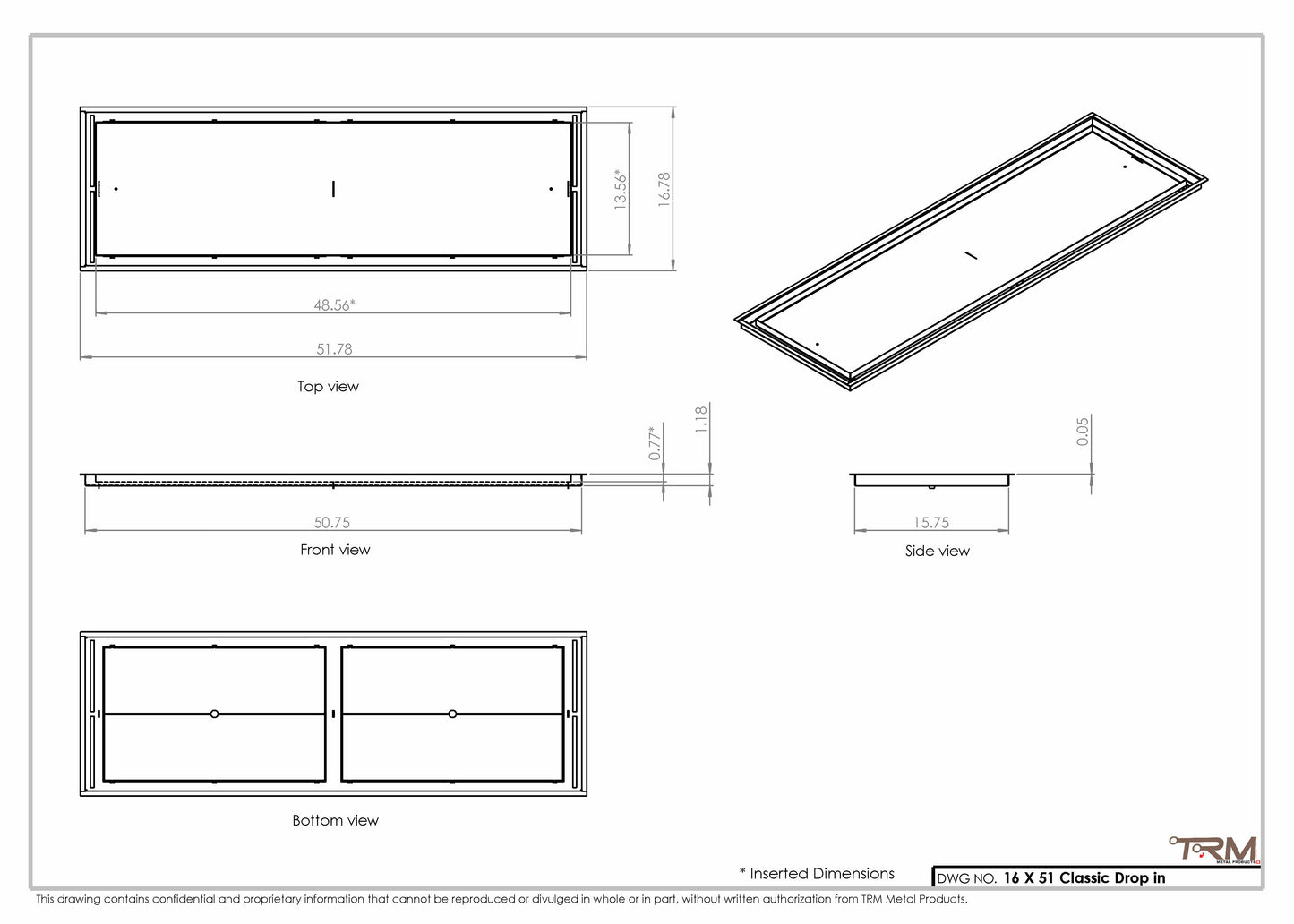 16x51 Classic Drop-in Air Vent, Flush Floor-Matching, All Metal, Floor Vent Cover