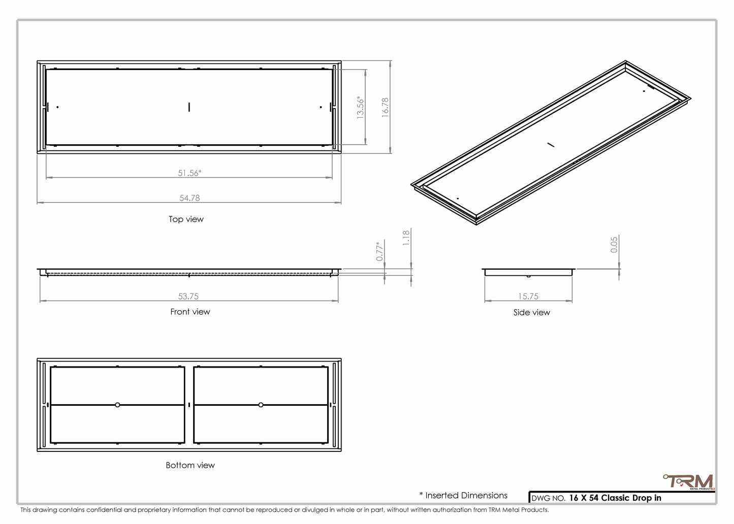 16x54 Classic Drop-in Air Vent, Flush Floor-Matching, All Metal, Floor Vent Cover