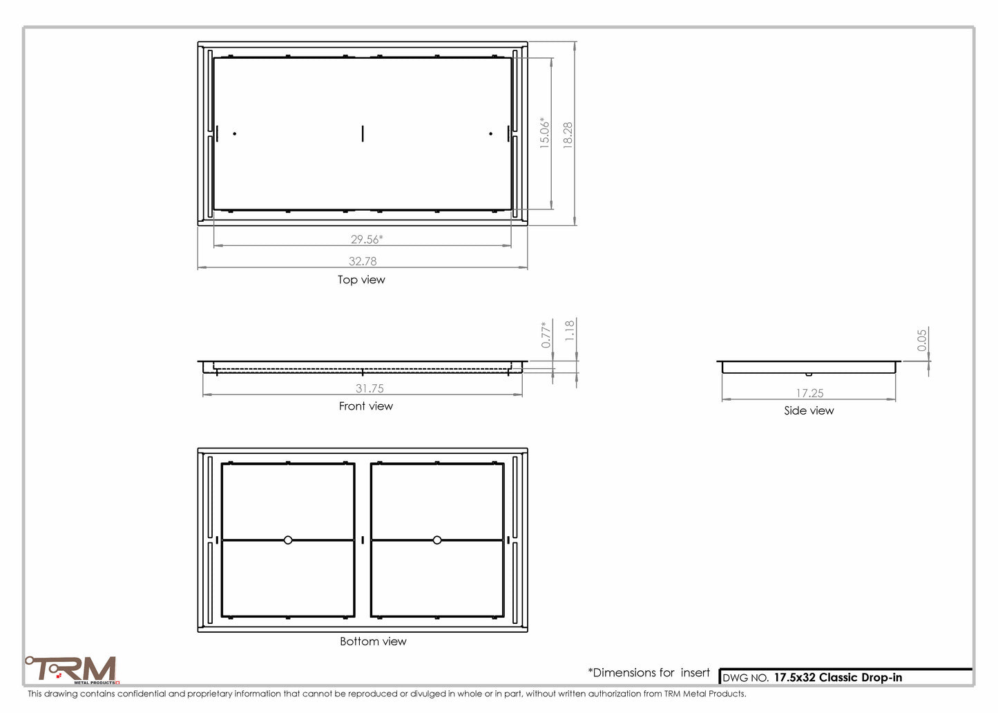 17.5x32 - Classic Drop-in Air Vent, Flush Floor-Matching, All Metal, Floor Vent Cover - TRM Metal  32x17.5