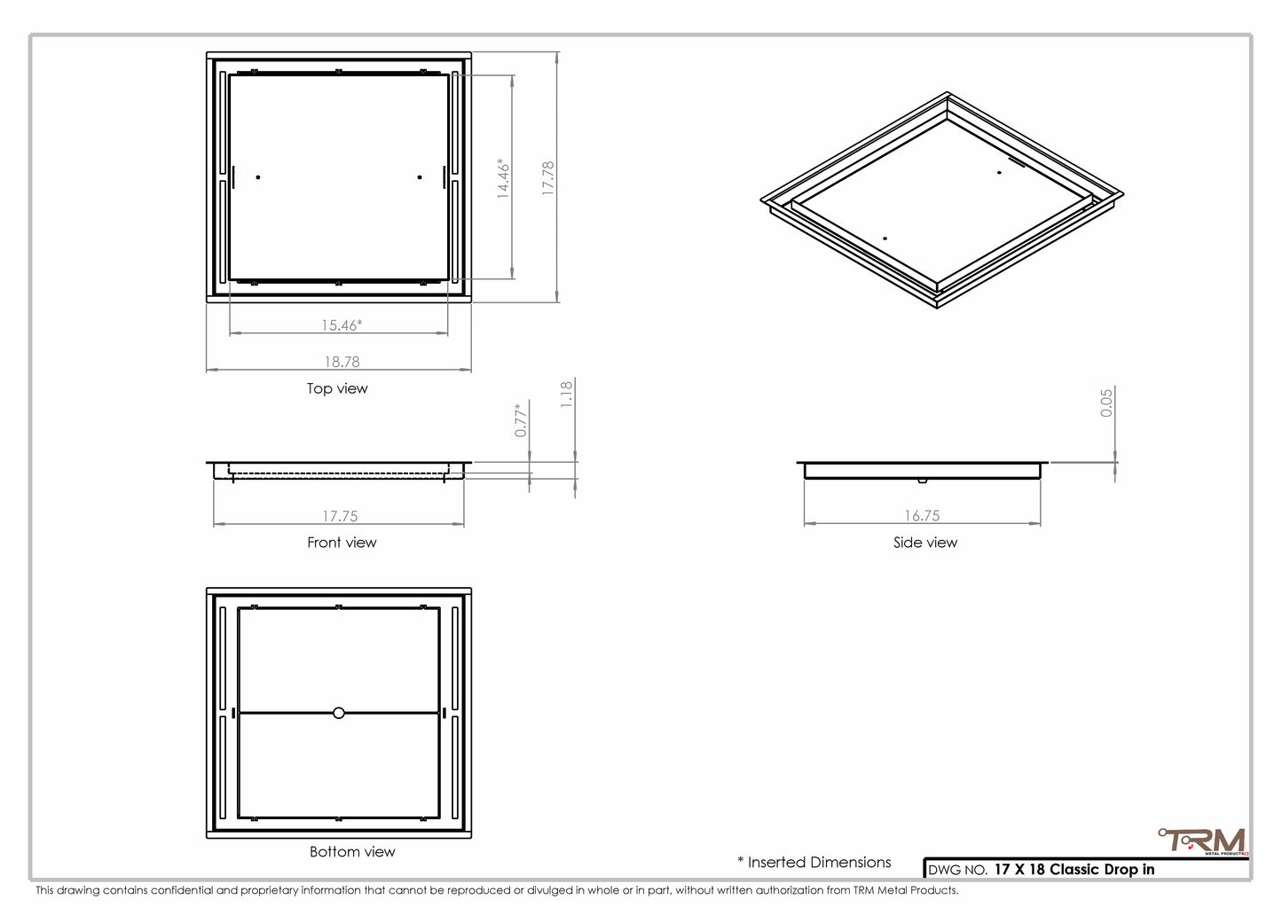 17x18 Classic Drop-in Air Vent, Flush Floor-Matching, All Metal, Floor Vent Cover