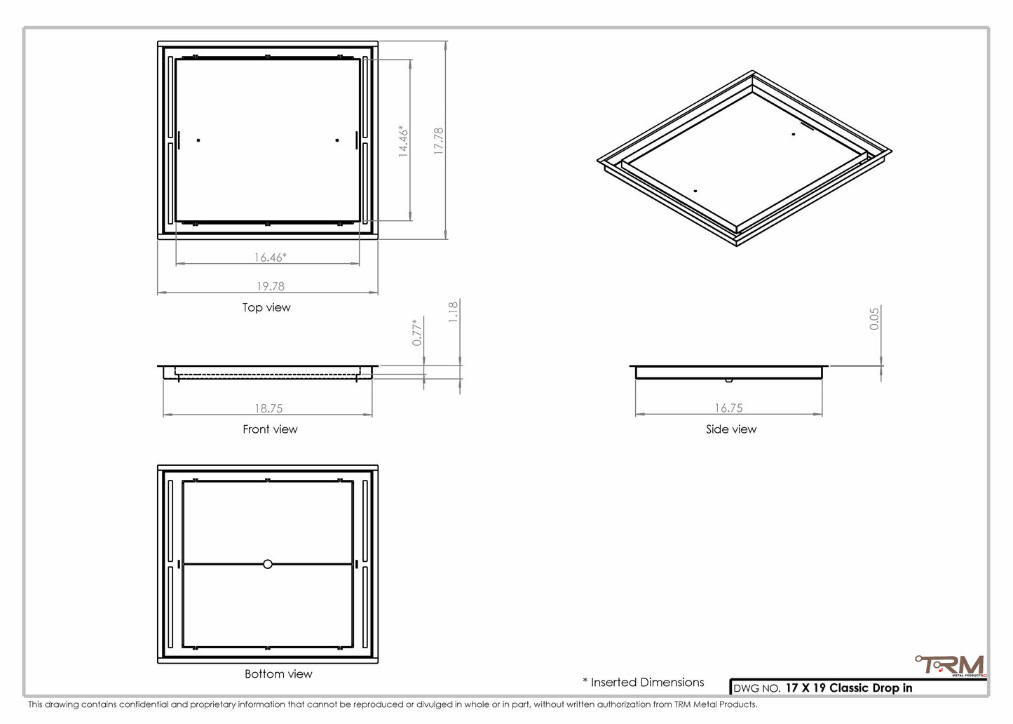 17x19 Classic Drop-in Air Vent, Flush Floor-Matching, All Metal, Floor Vent Cover