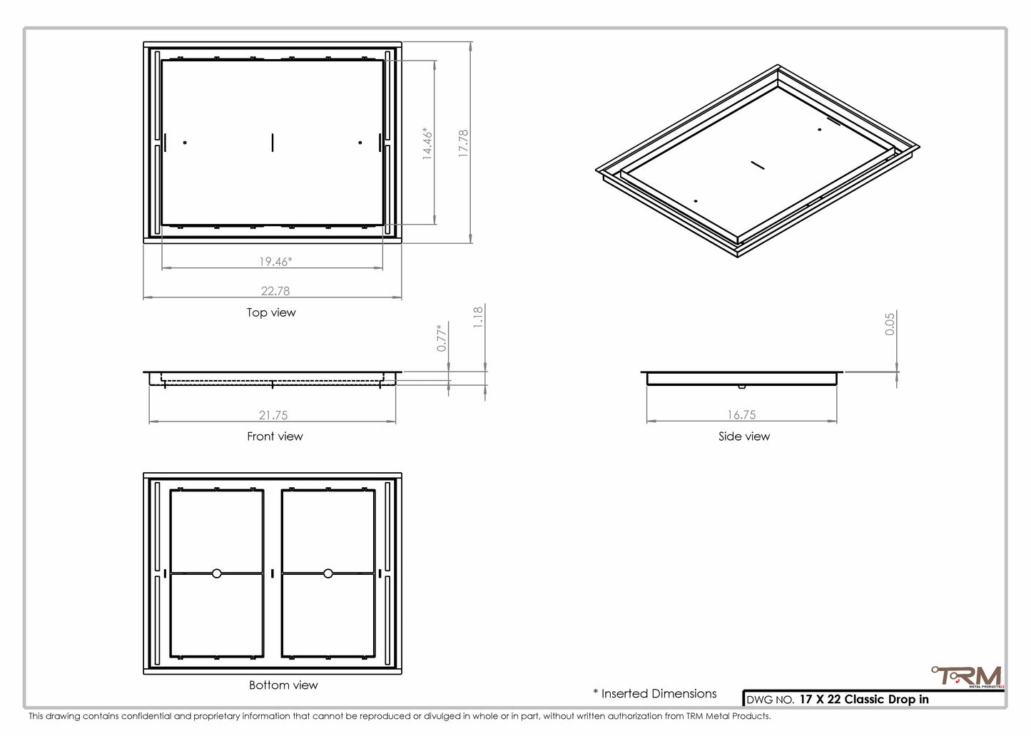 17x22 Classic Drop-in Air Vent, Flush Floor-Matching, All Metal, Floor Vent Cover