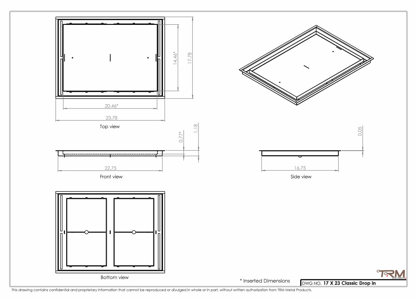 17x23 Classic Drop-in Air Vent, Flush Floor-Matching, All Metal, Floor Vent Cover