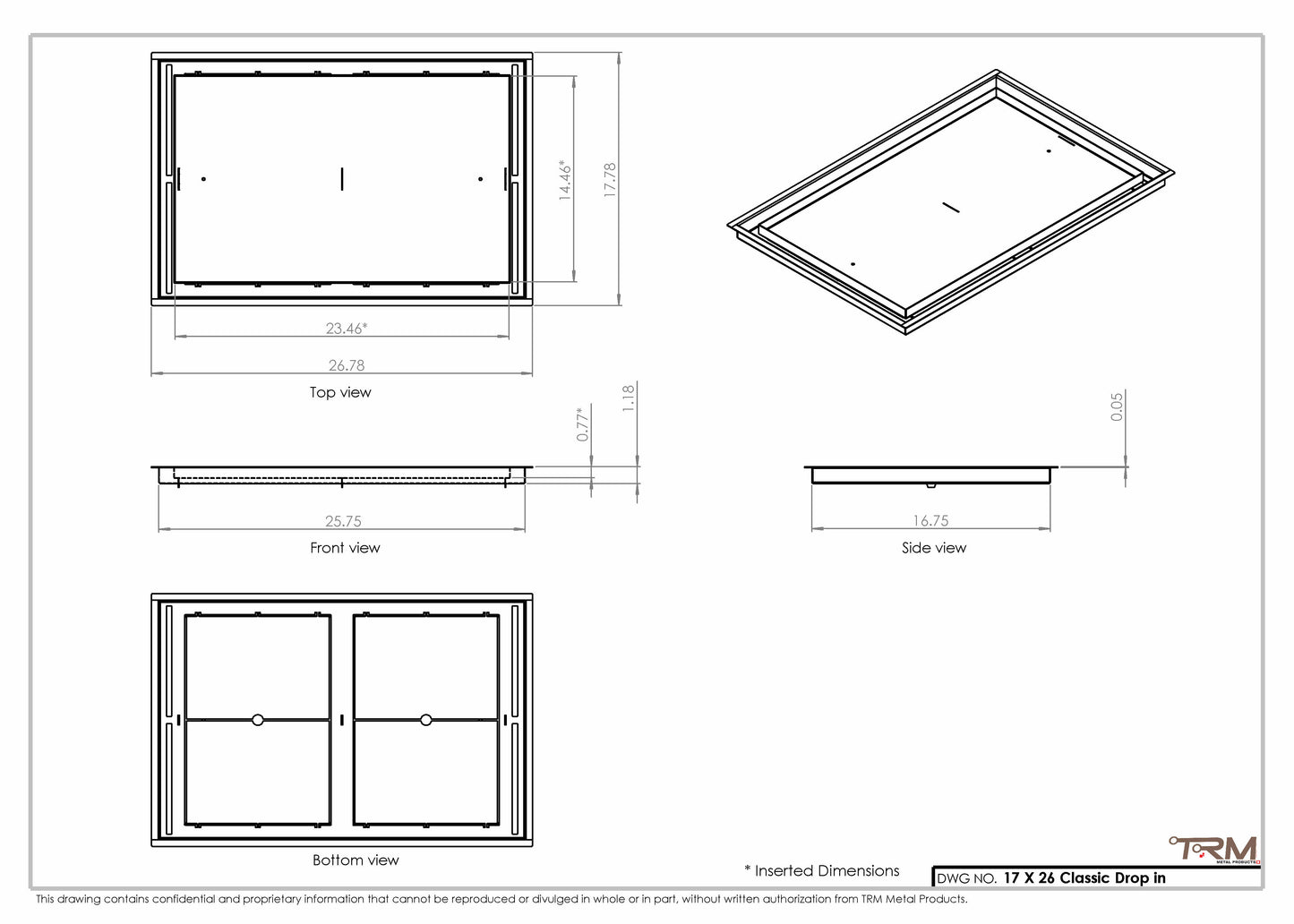 17x26 Classic Drop-in Air Vent, Flush Floor-Matching, All Metal, Floor Vent Cover