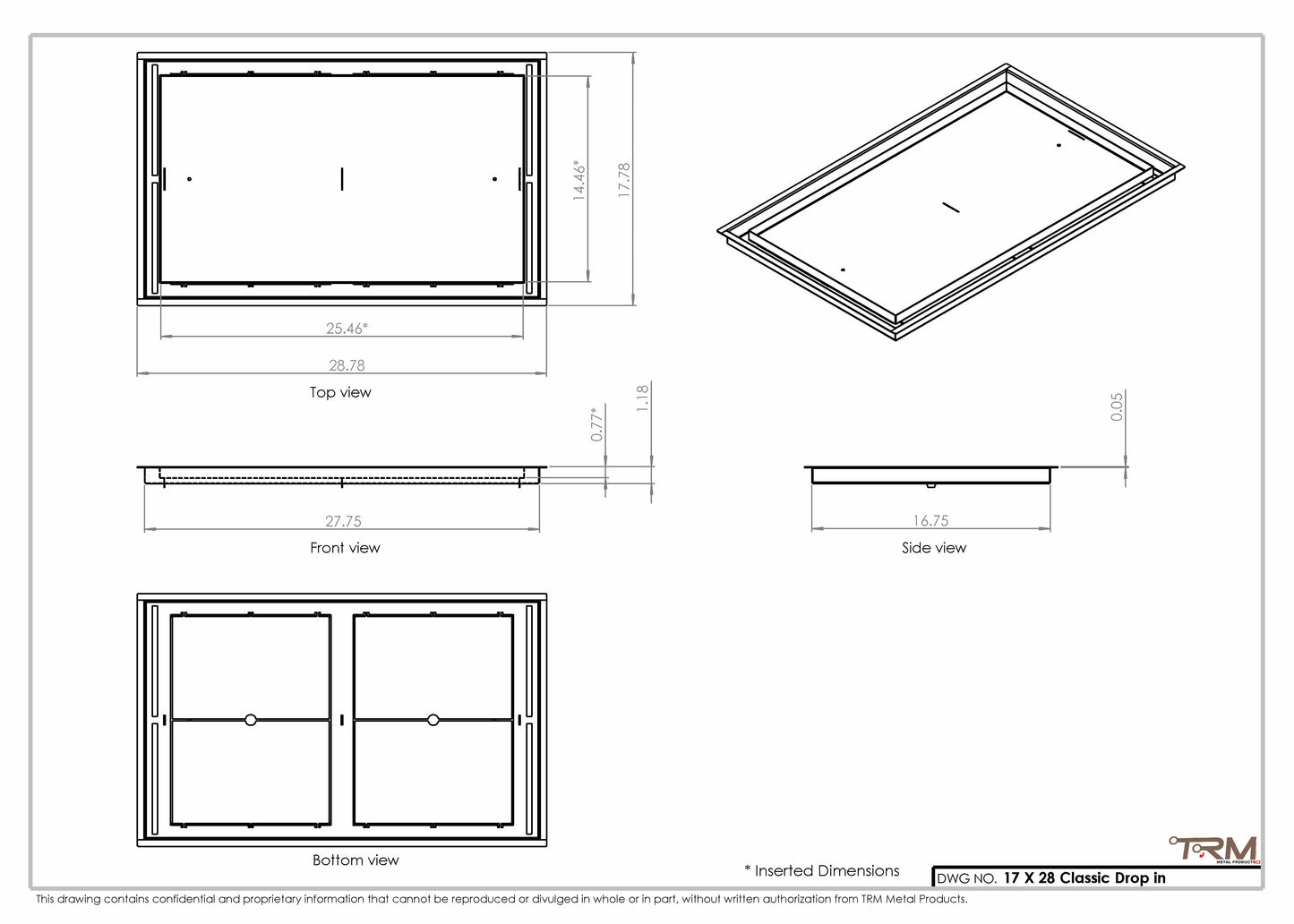 17x28 Classic Drop-in Air Vent, Flush Floor-Matching, All Metal, Floor Vent Cover