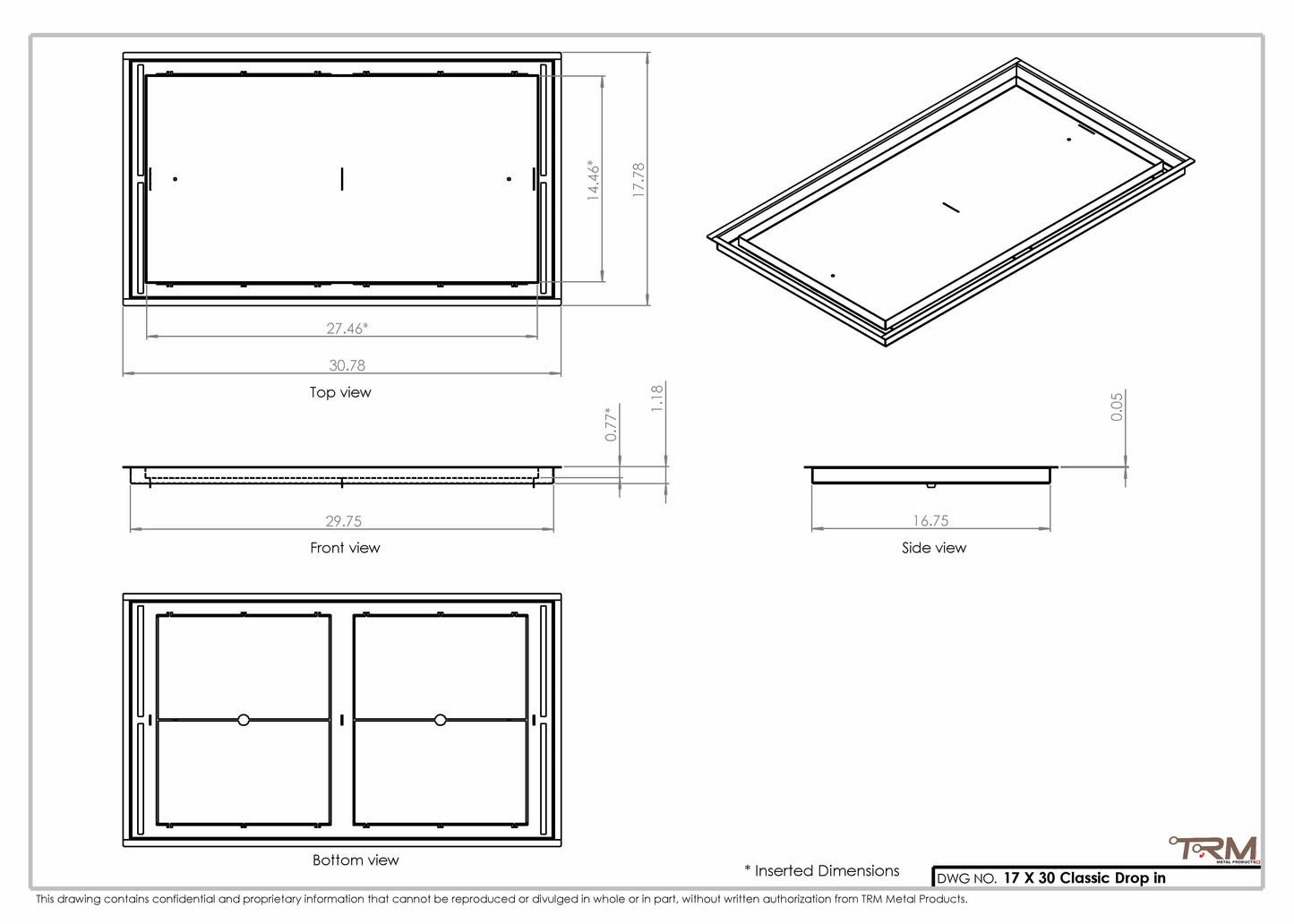 17x30 Classic Drop-in Air Vent, Flush Floor-Matching, All Metal, Floor Vent Cover