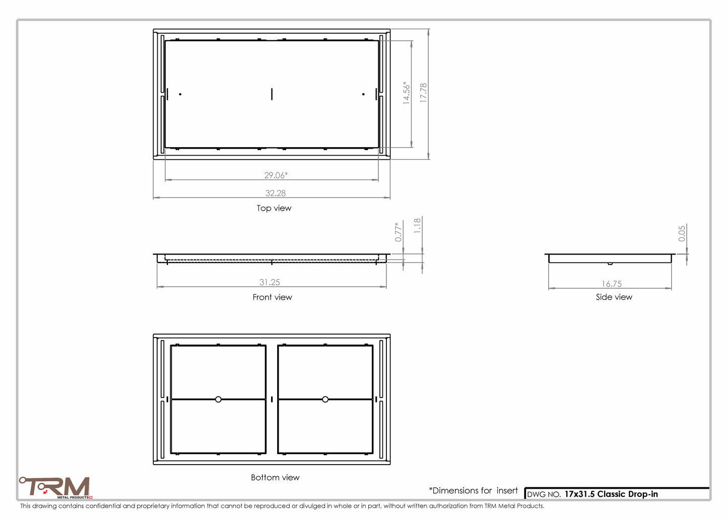 17x31.5 - Classic Drop-in Air Vent, Flush Floor-Matching, All Metal, Floor Vent Cover - TRM Metal  31.5x17