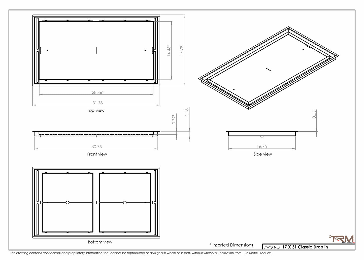17x31 Classic Drop-in Air Vent, Flush Floor-Matching, All Metal, Floor Vent Cover