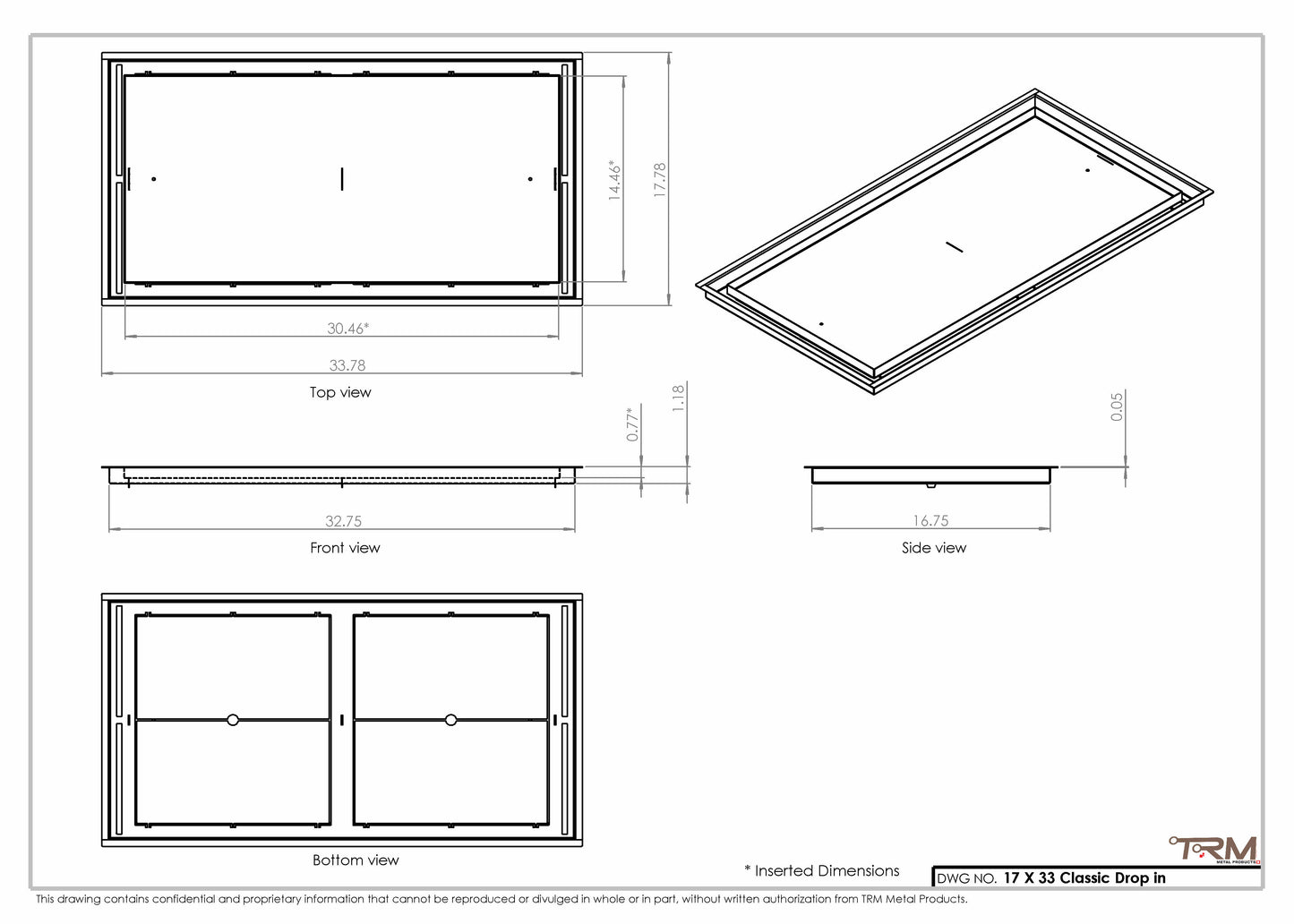 17x33 Classic Drop-in Air Vent, Flush Floor-Matching, All Metal, Floor Vent Cover