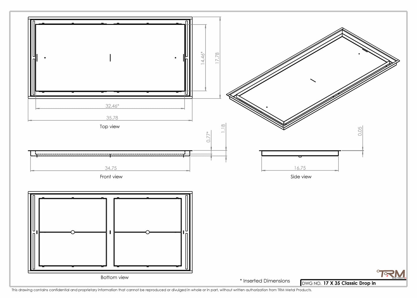 17x35 Classic Drop-in Air Vent, Flush Floor-Matching, All Metal, Floor Vent Cover